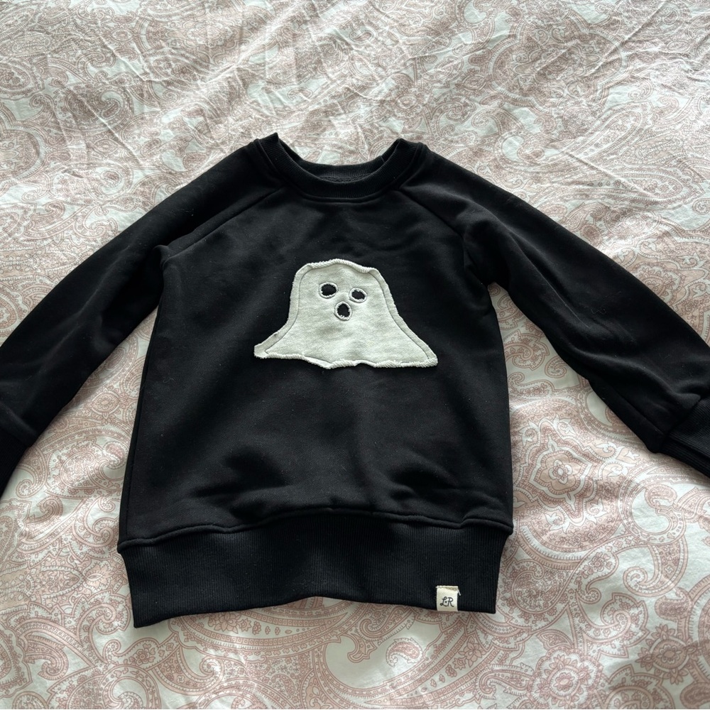 Little Road Co NWT Black Sweatshirt with Ghost Patch Size 4Y